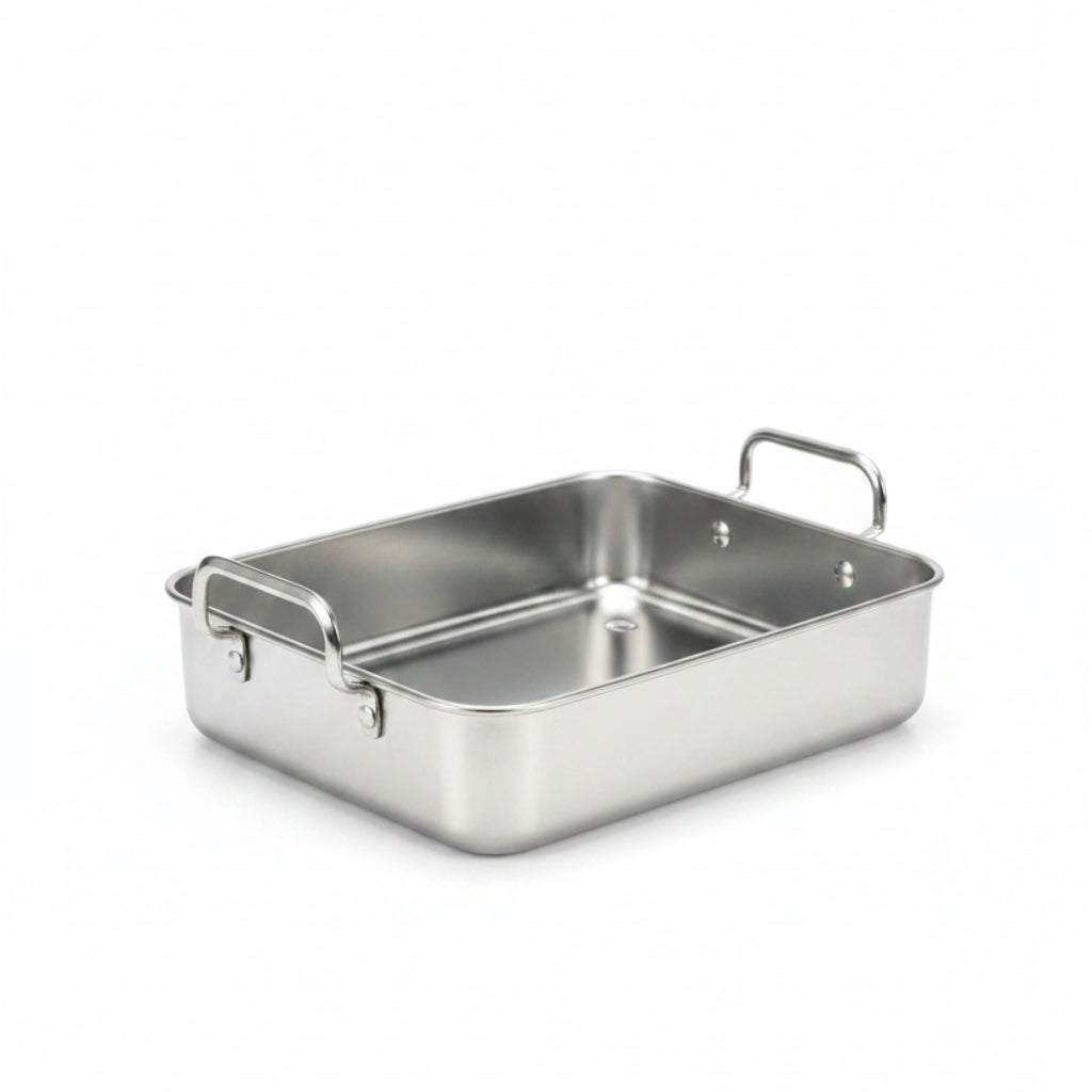 Stainless Steel Tray with Handle | Durable Rectangular Multi-Purpose Serving & Storage Tray