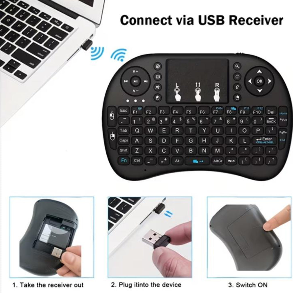 Wireless Mini Keyboard & Mouse Combo with Touchpad | Backlit Remote for Smart TV, PC & Gaming