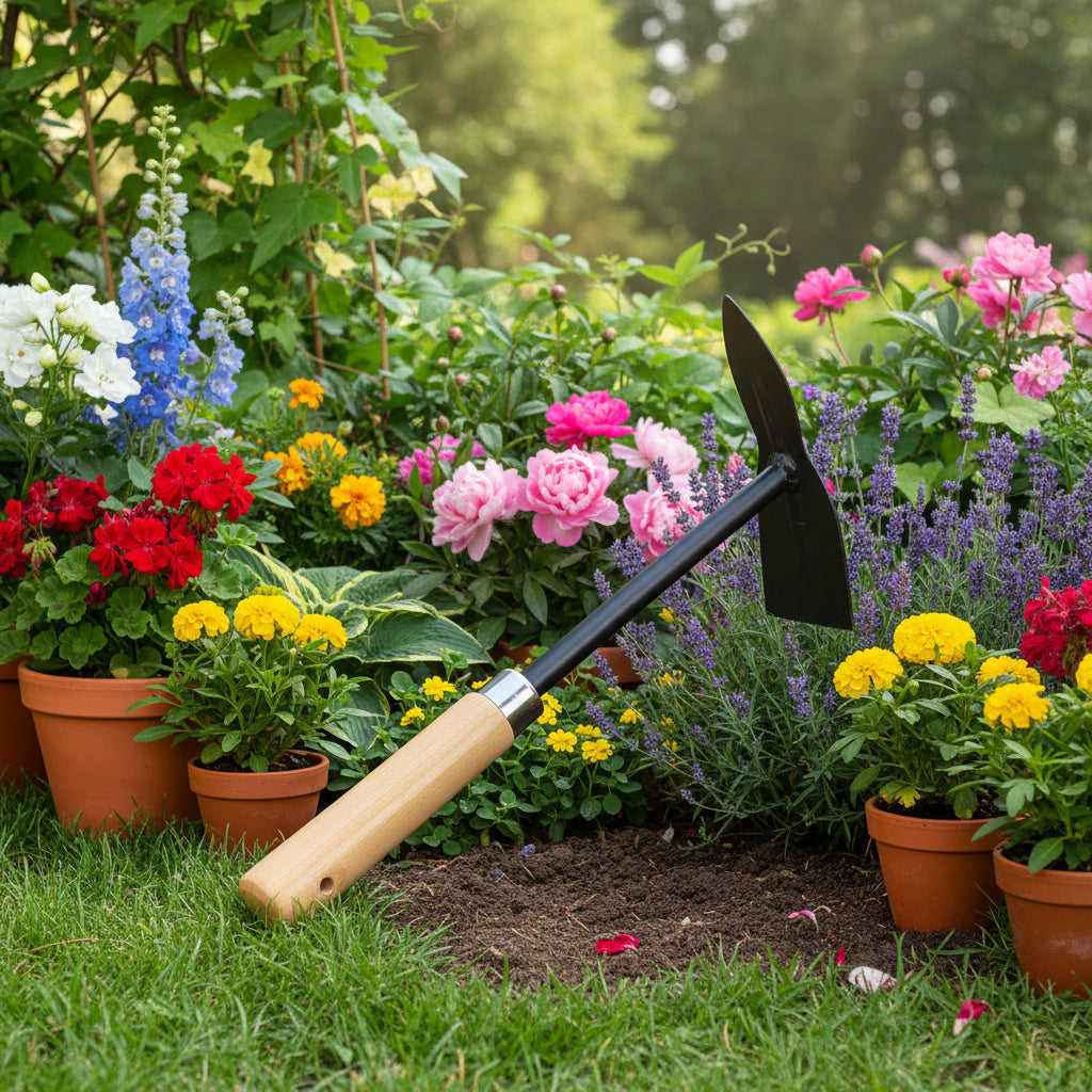 2-in-1 Garden Hand Hoe & Pick Tool | Wooden Handle Gardening Tool