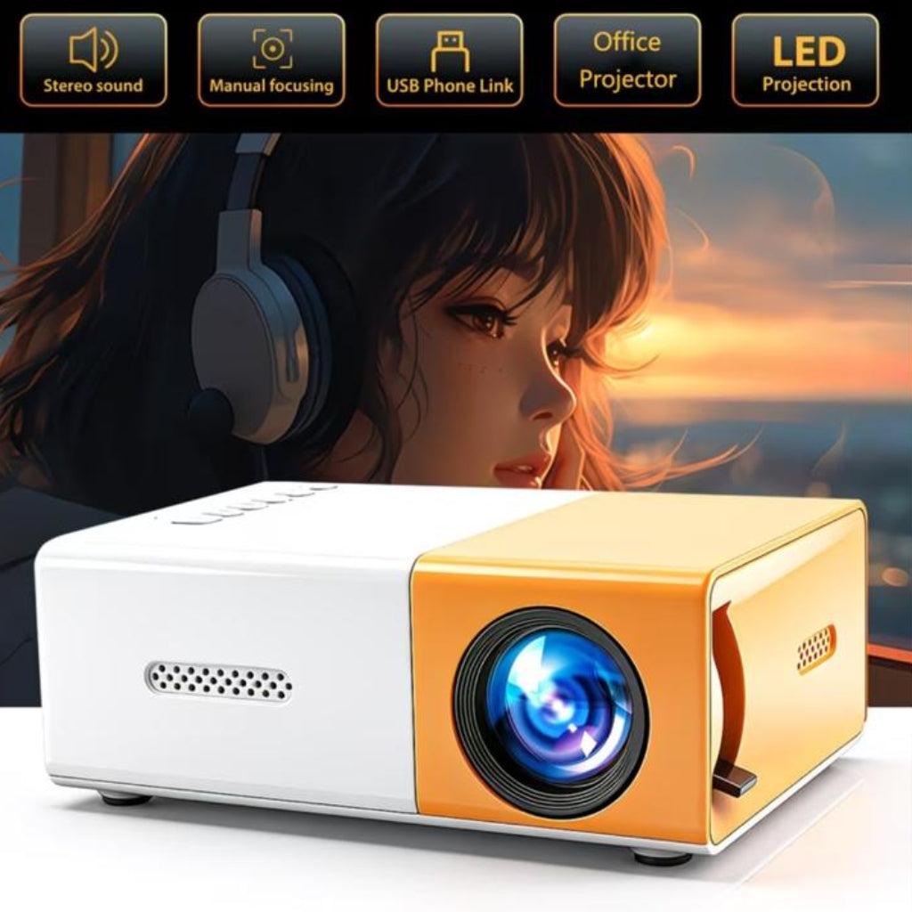 Portable HD Projector with Built-in Speaker – USB/AV Home Theater Projector