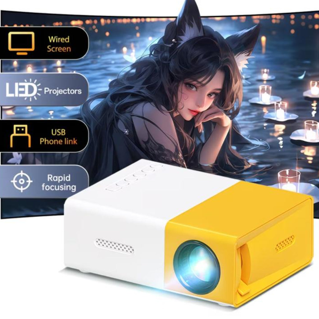 Portable HD Projector with Built-in Speaker – USB/AV Home Theater Projector