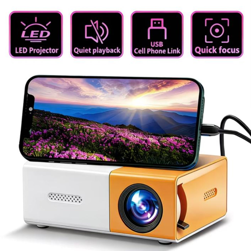 Portable HD Projector with Built-in Speaker – USB/AV Home Theater Projector