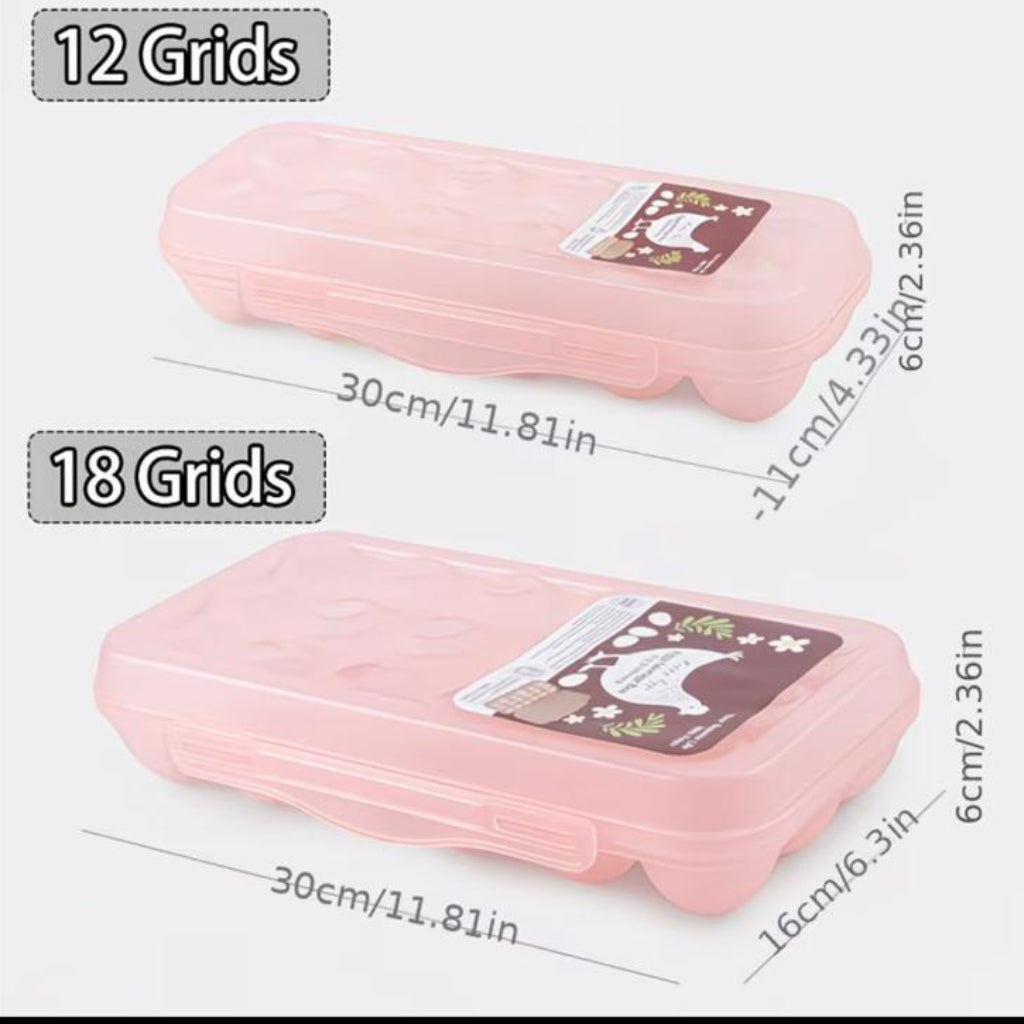 18-Grid Egg Storage Box with Lid – Stackable Refrigerator Egg Holder