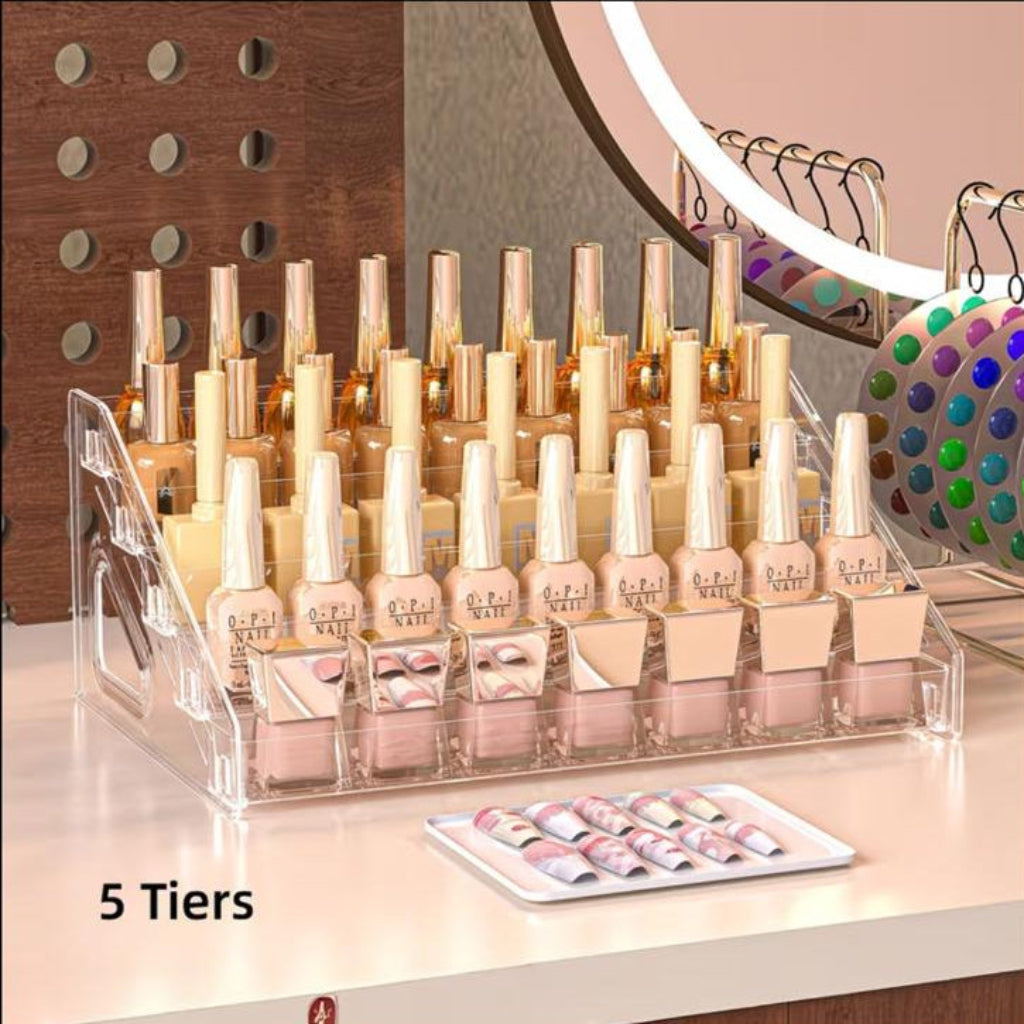 Acrylic Nail Polish Storage Rack – Clear Countertop Cosmetic & Essential Oil Display Organizer