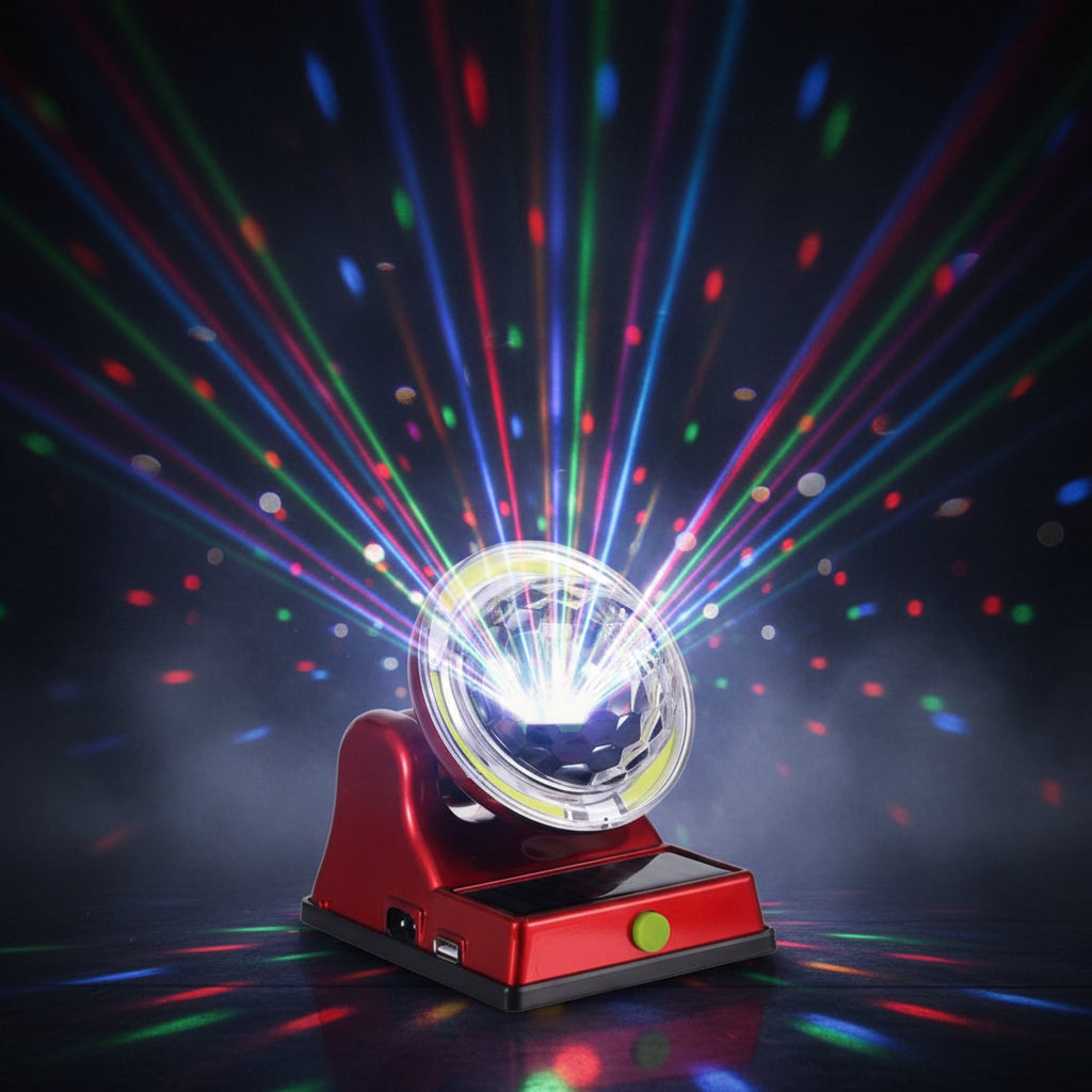 Solar Powered Emergency Light with Multi-Color LED Lighting