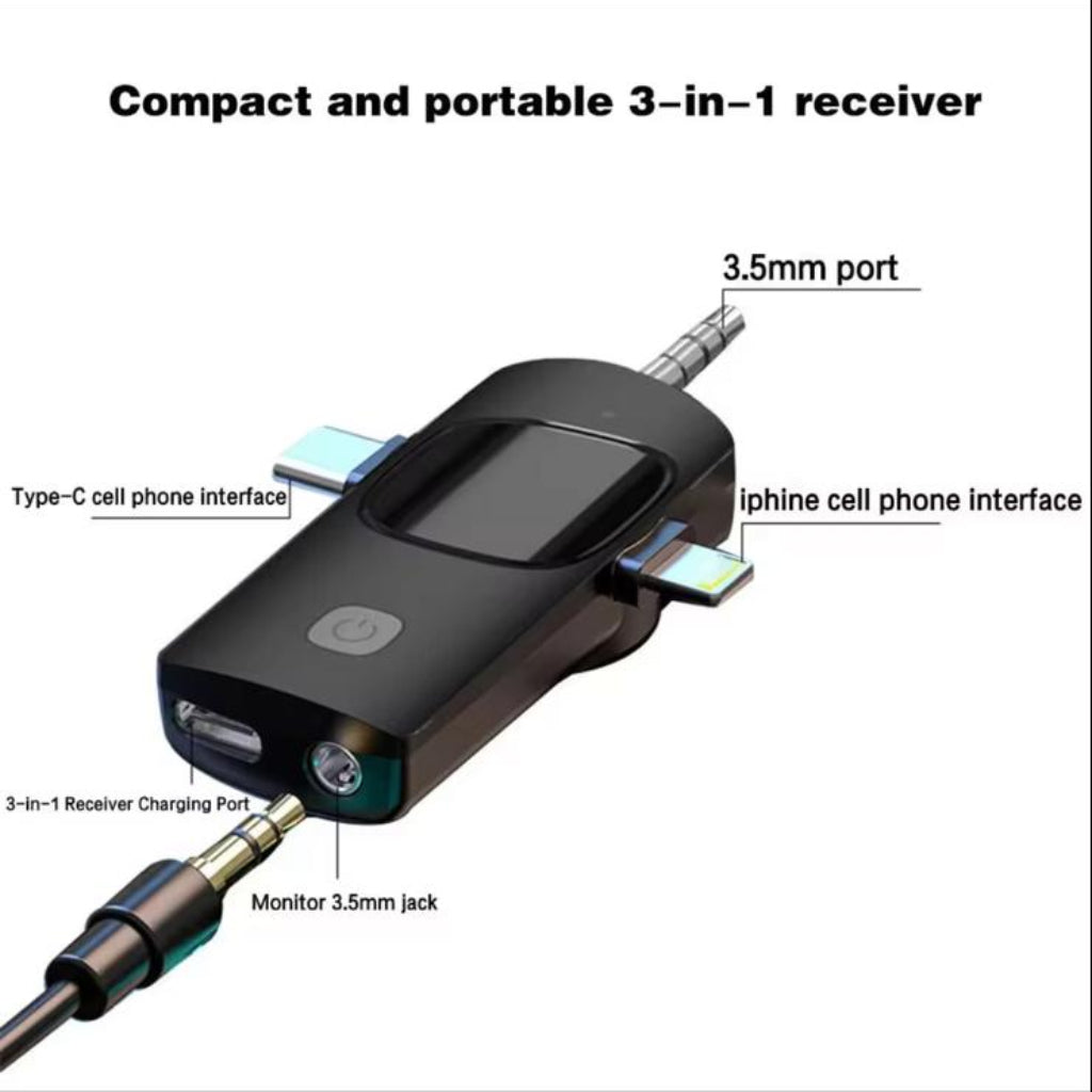3-in-1 Wireless Microphone with Noise Reduction – USB-C Rechargeable