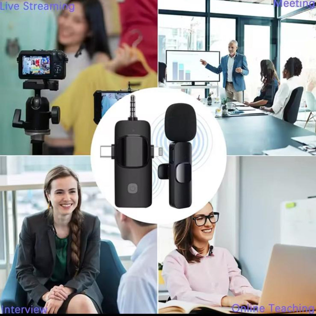 3-in-1 Wireless Microphone with Noise Reduction – USB-C Rechargeable