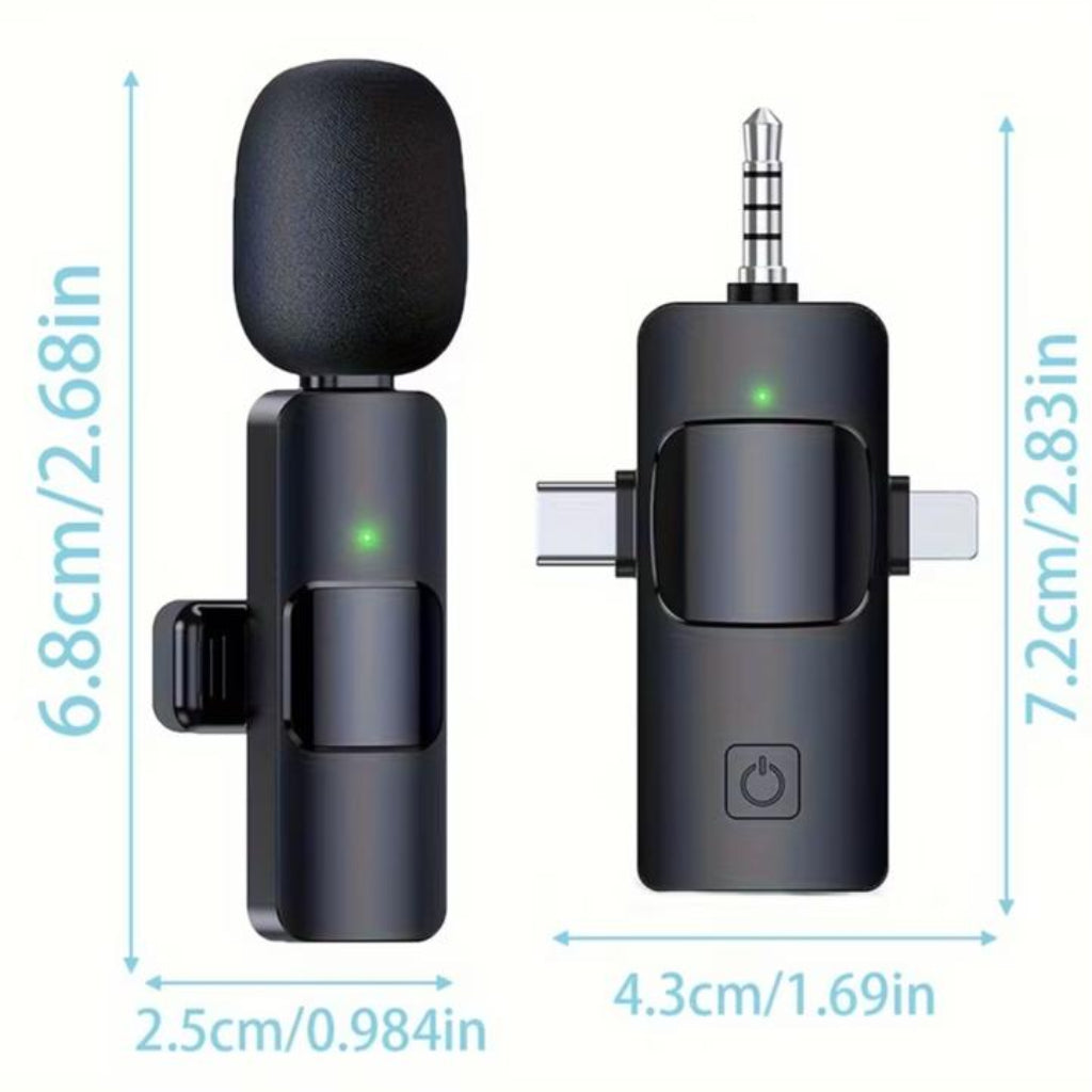3-in-1 Wireless Microphone with Noise Reduction – USB-C Rechargeable