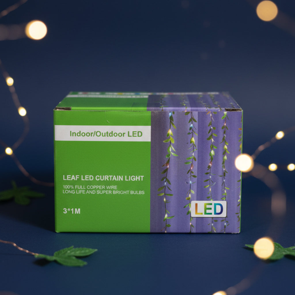 LED Willow Vine Fairy Light String with Green Leaves – 2 Pin Plug Decorative Light