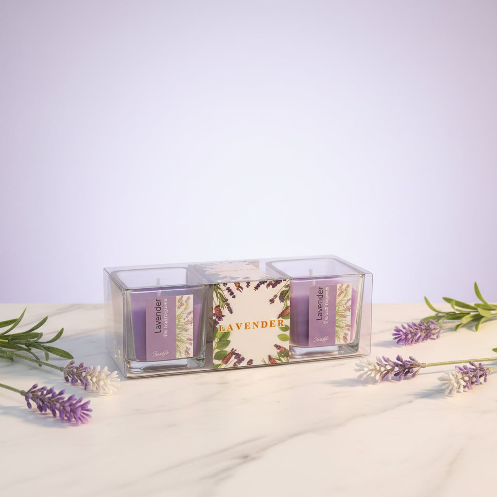 Luxury Scented Candle 2 pcs Set – Aromatherapy Glass Jar Candles for Home Decor
