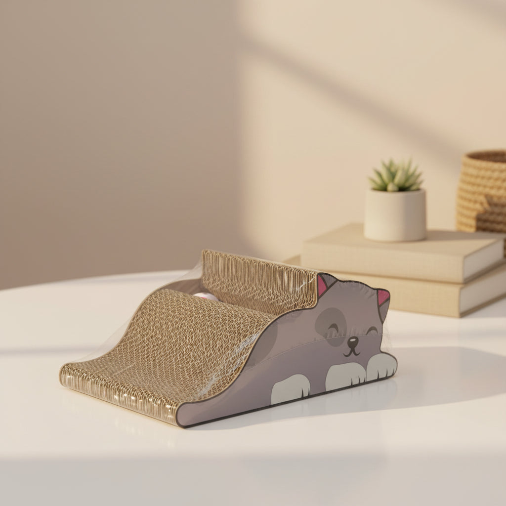 Cat Scratching Board with Ball Toy – Corrugated Cardboard Cat Scratcher