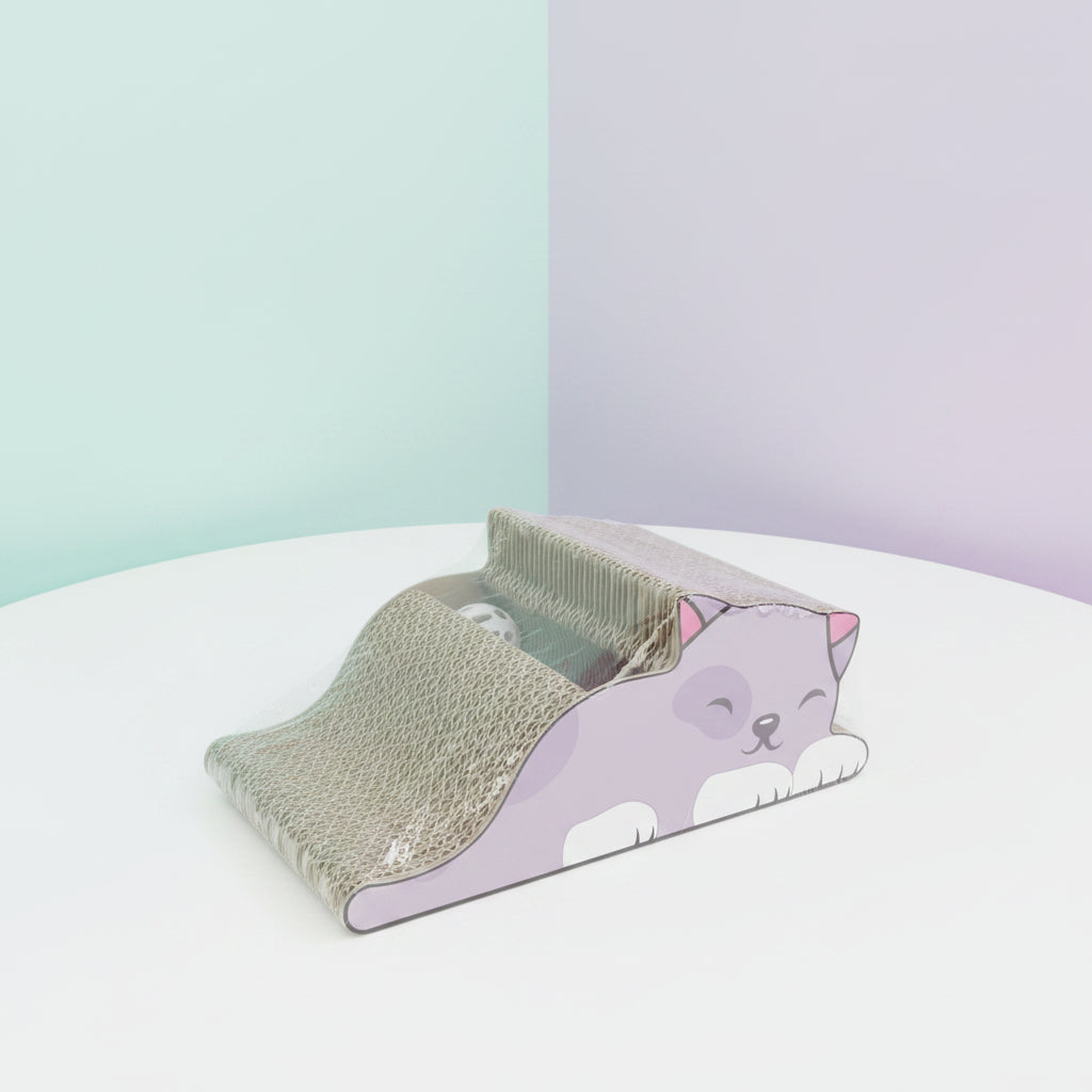 Cat Scratching Board with Ball Toy – Corrugated Cardboard Cat Scratcher