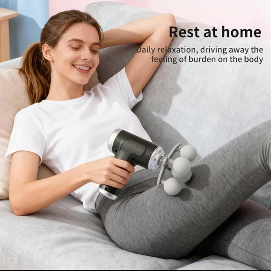 6-Speed Portable Massage Gun – Quiet USB Full Body Muscle Massager for Travel & Relaxation