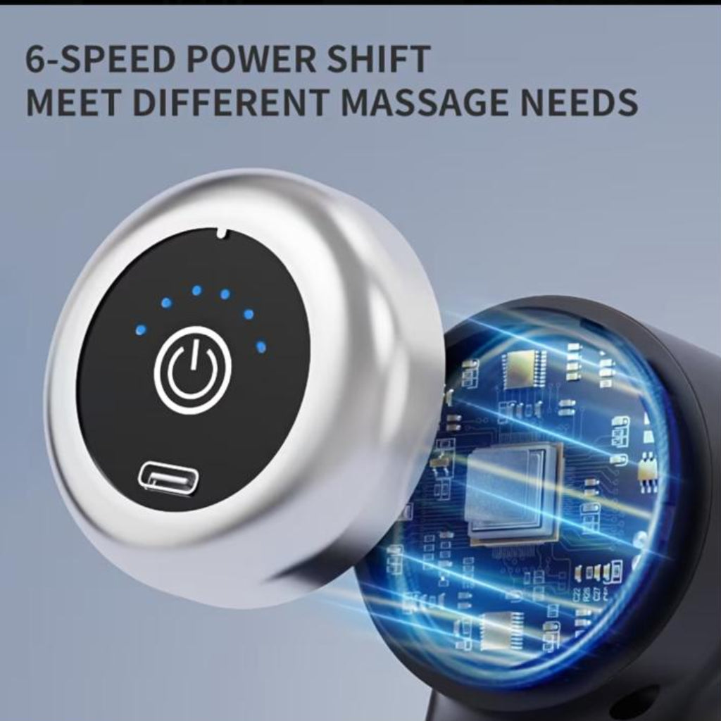 6-Speed Portable Massage Gun – Quiet USB Full Body Muscle Massager for Travel & Relaxation