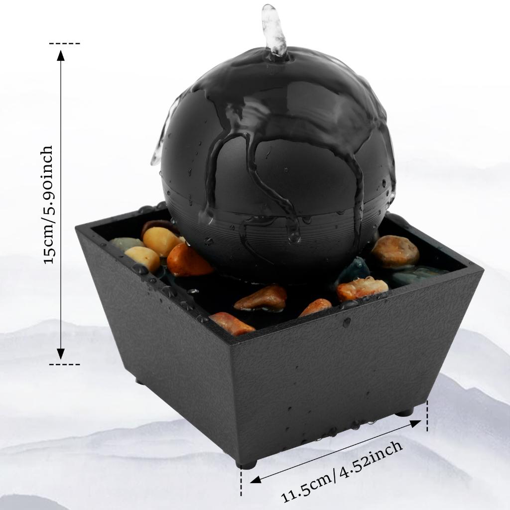 LED Rolling Ball Water Fountain – Tabletop Indoor Water Feature with Decorative Pebbles & Relaxing Water Flow