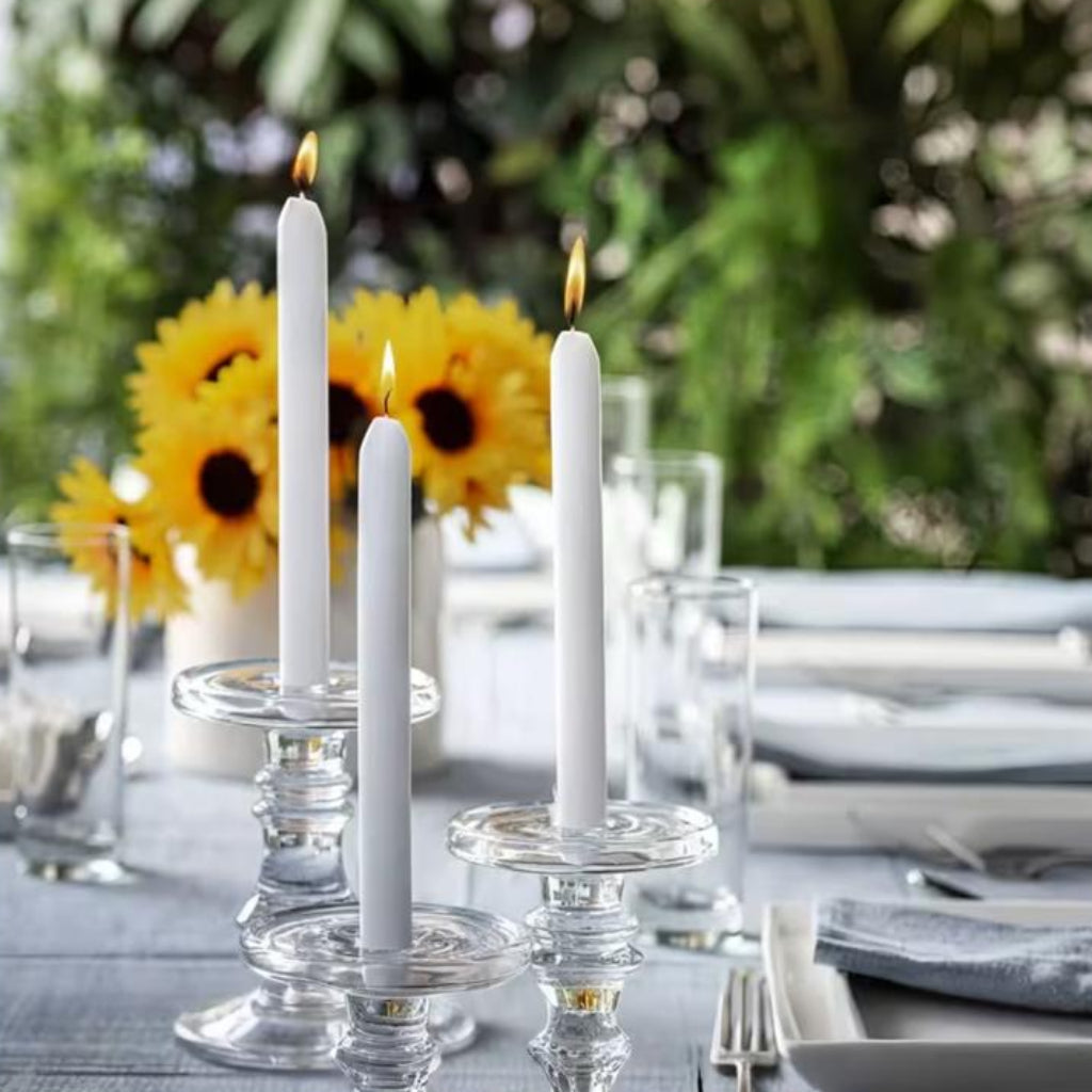 White Long Taper Candles – Unscented Smokeless Candles