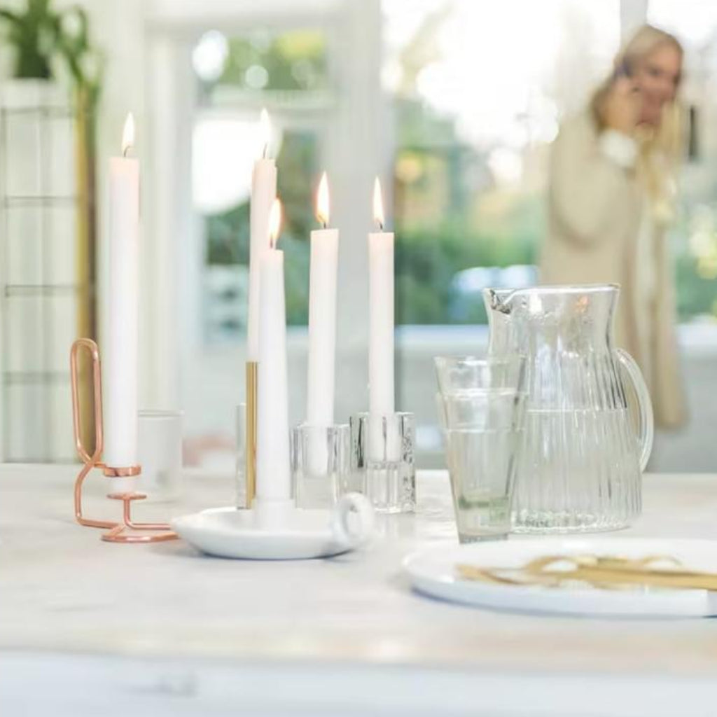 White Long Taper Candles – Unscented Smokeless Candles