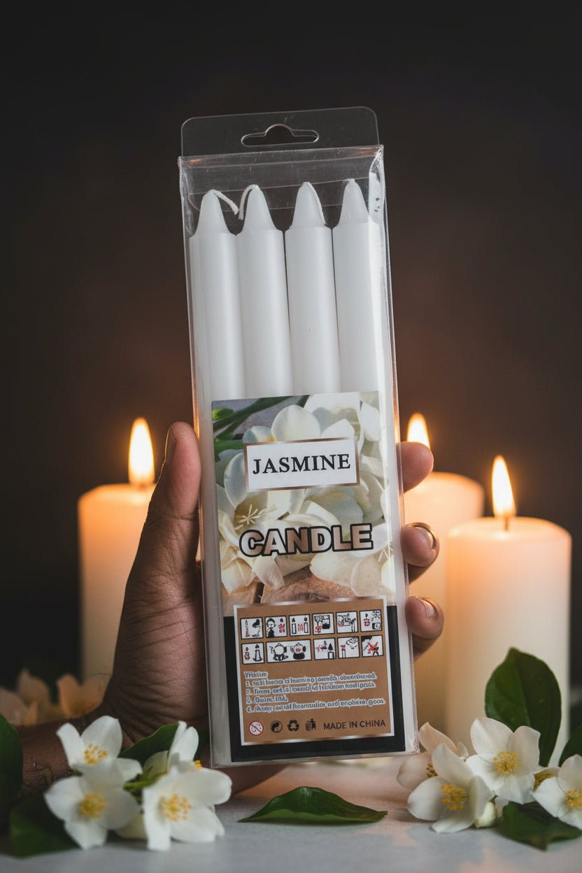 White Long Taper Candles – Unscented Smokeless Candles