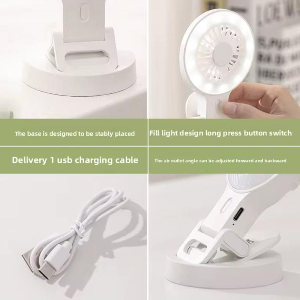 Portable Mini USB Rechargeable Pocket Fan with LED Fill Light