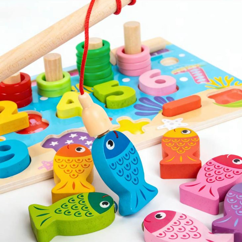 Wooden Montessori Fishing Game & Number Learning Board for Kids – Educational Toy