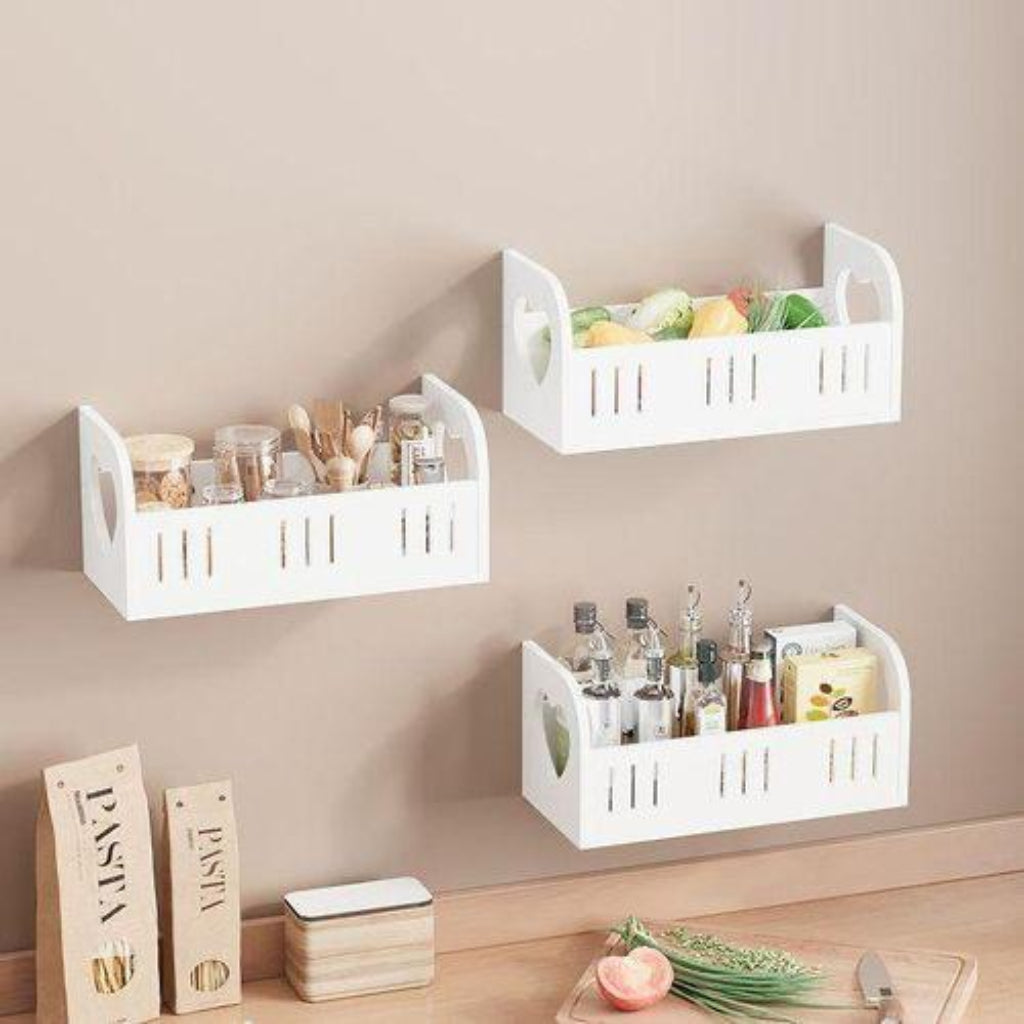 Wall Mounted Storage Shelf Organizer – Space-Saving Rack for Bathroom & Kitchen