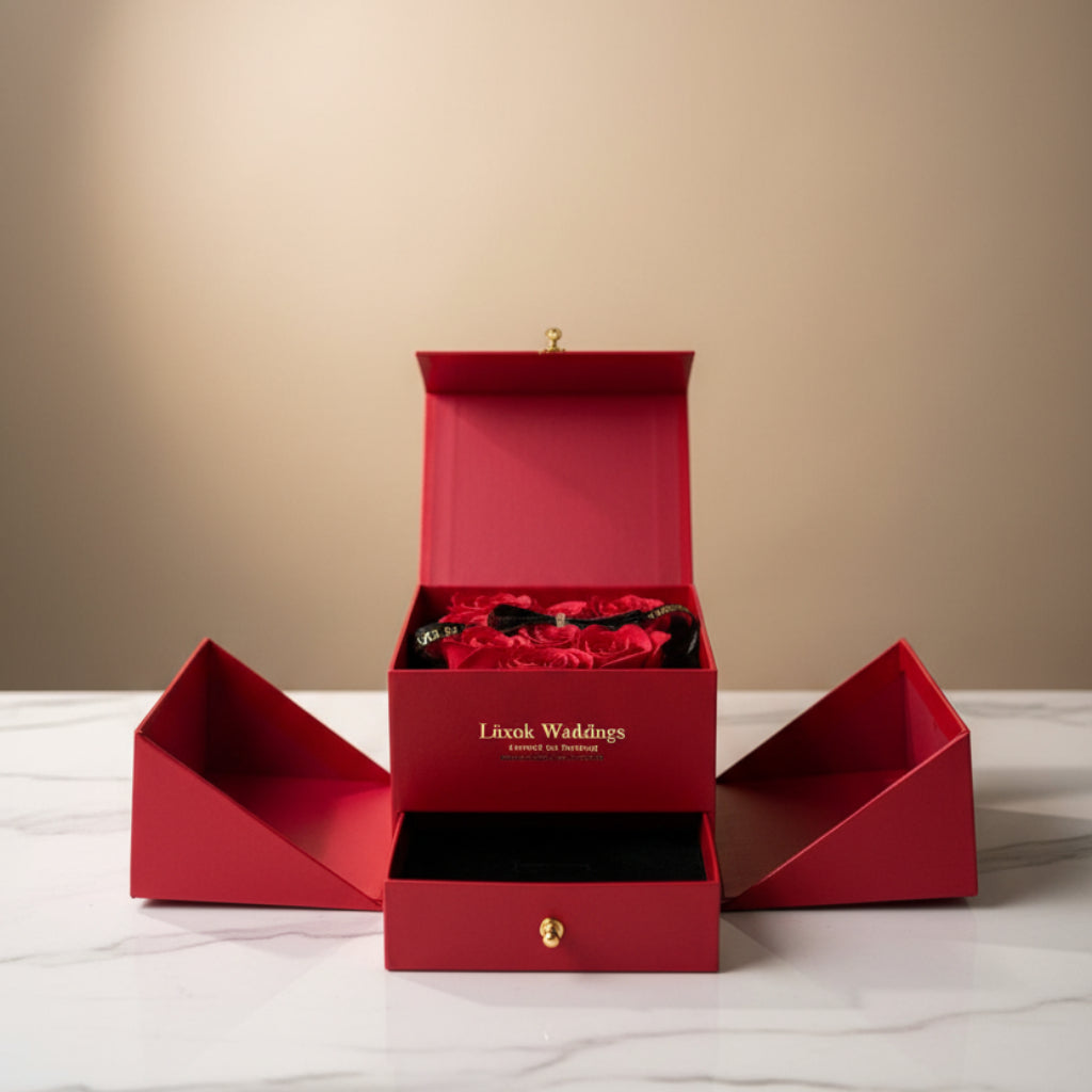 Red Rose Gift Box – Romantic Openable Storage Box for Women, Anniversary, Birthday & Wedding Gifts