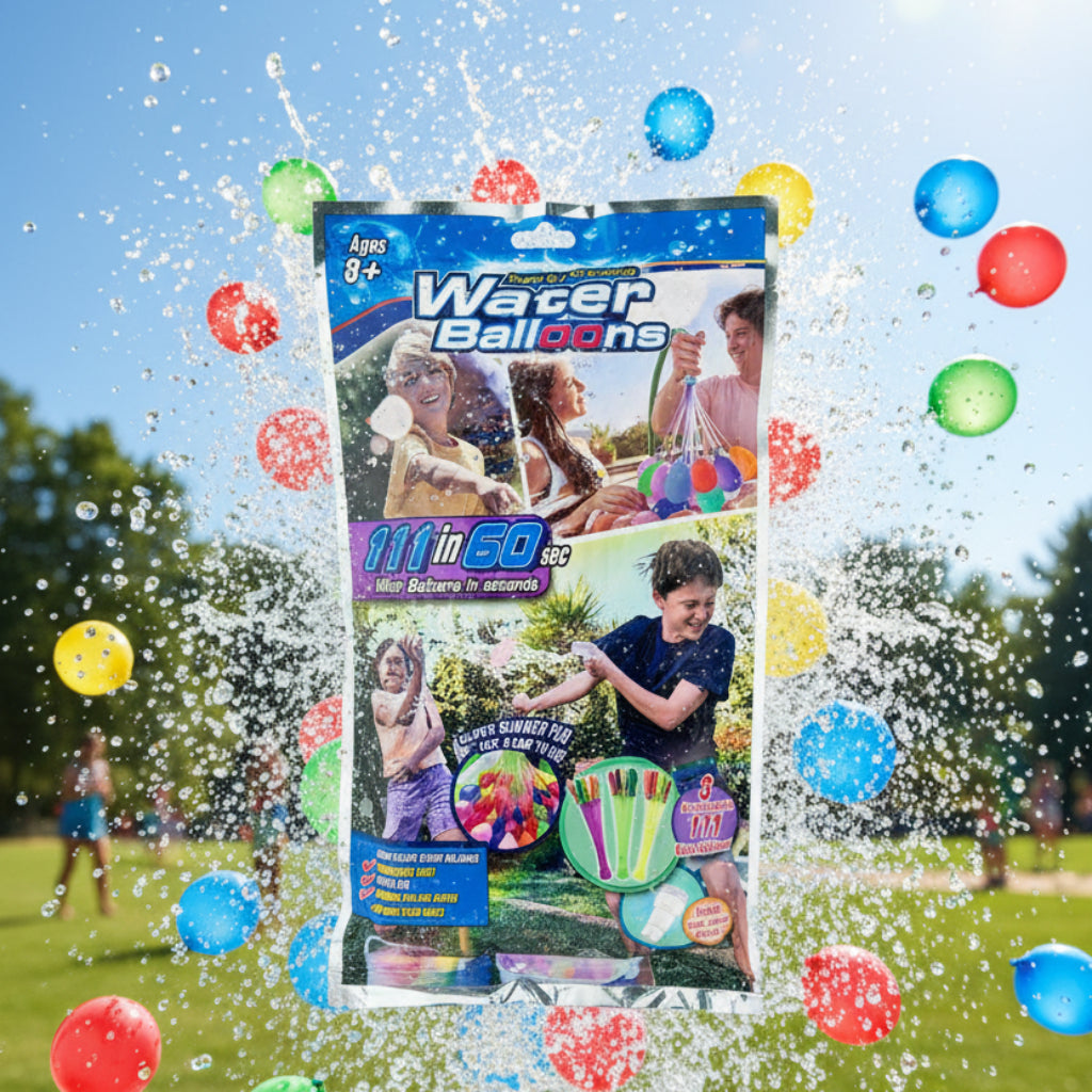 Rapid-Fill Water Balloons Kit – 111 Balloons, Quick-Connect Outdoor Splash Set for Kids & Adults