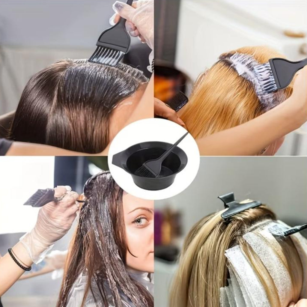 Professional Hair Dyeing Kit Set – Comb, Brush & Mixing Bowl for DIY Hair Coloring