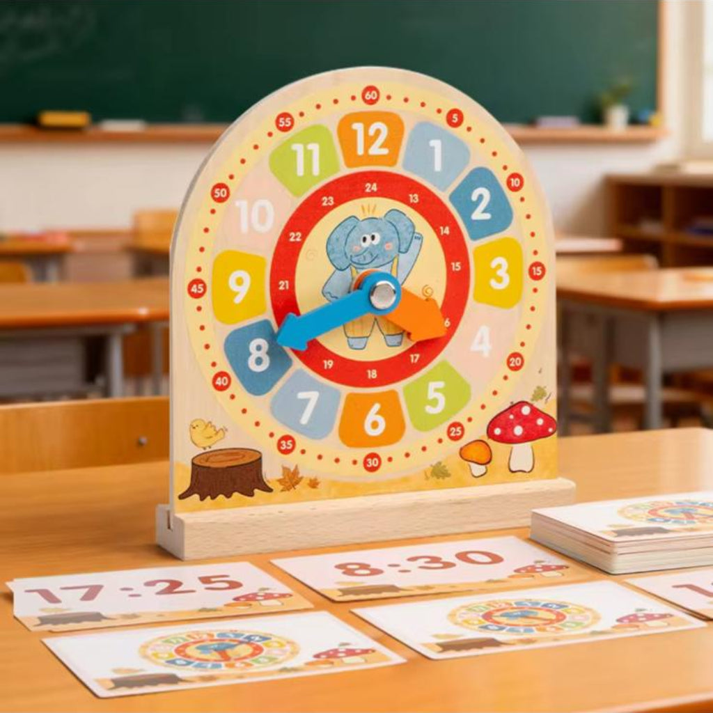 Wooden Learning Clock for Kids – Time Telling Educational Toy for Toddlers & Kindergarten