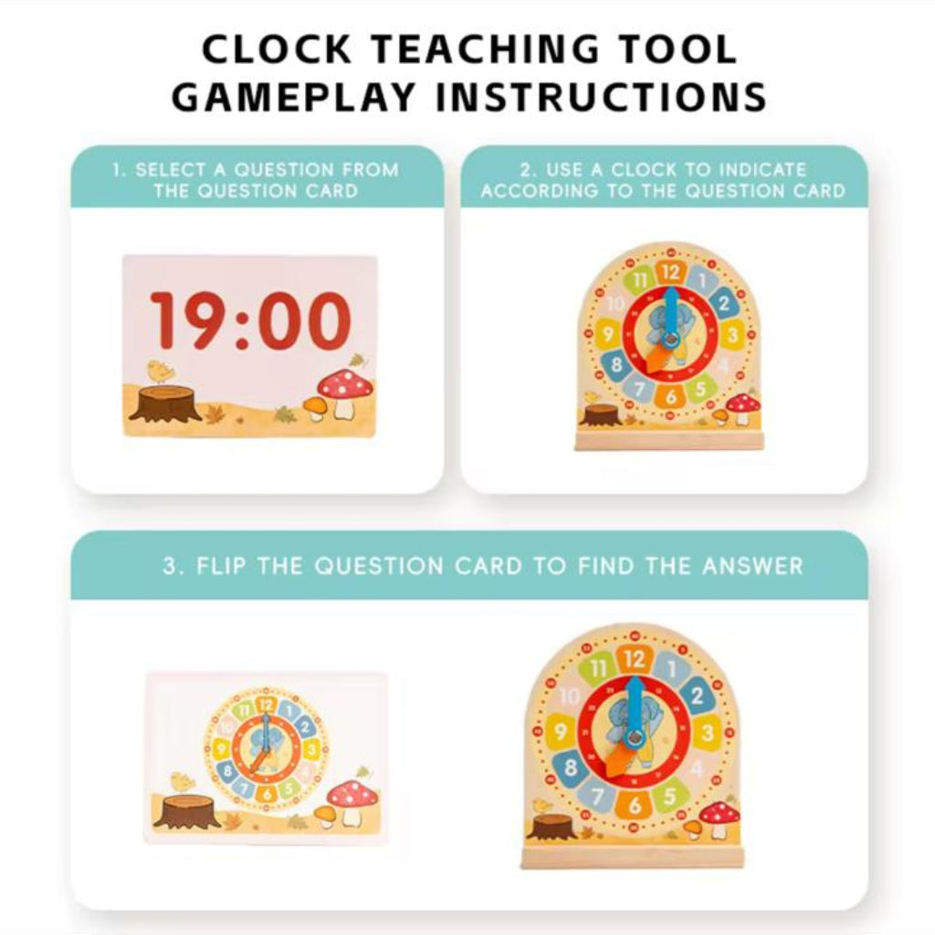 Wooden Learning Clock for Kids – Time Telling Educational Toy for Toddlers & Kindergarten