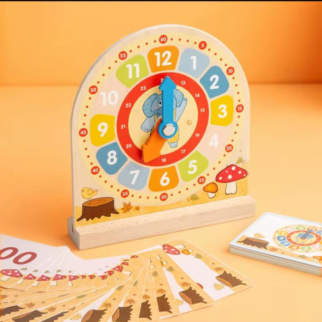 Wooden Learning Clock for Kids – Time Telling Educational Toy for Toddlers & Kindergarten