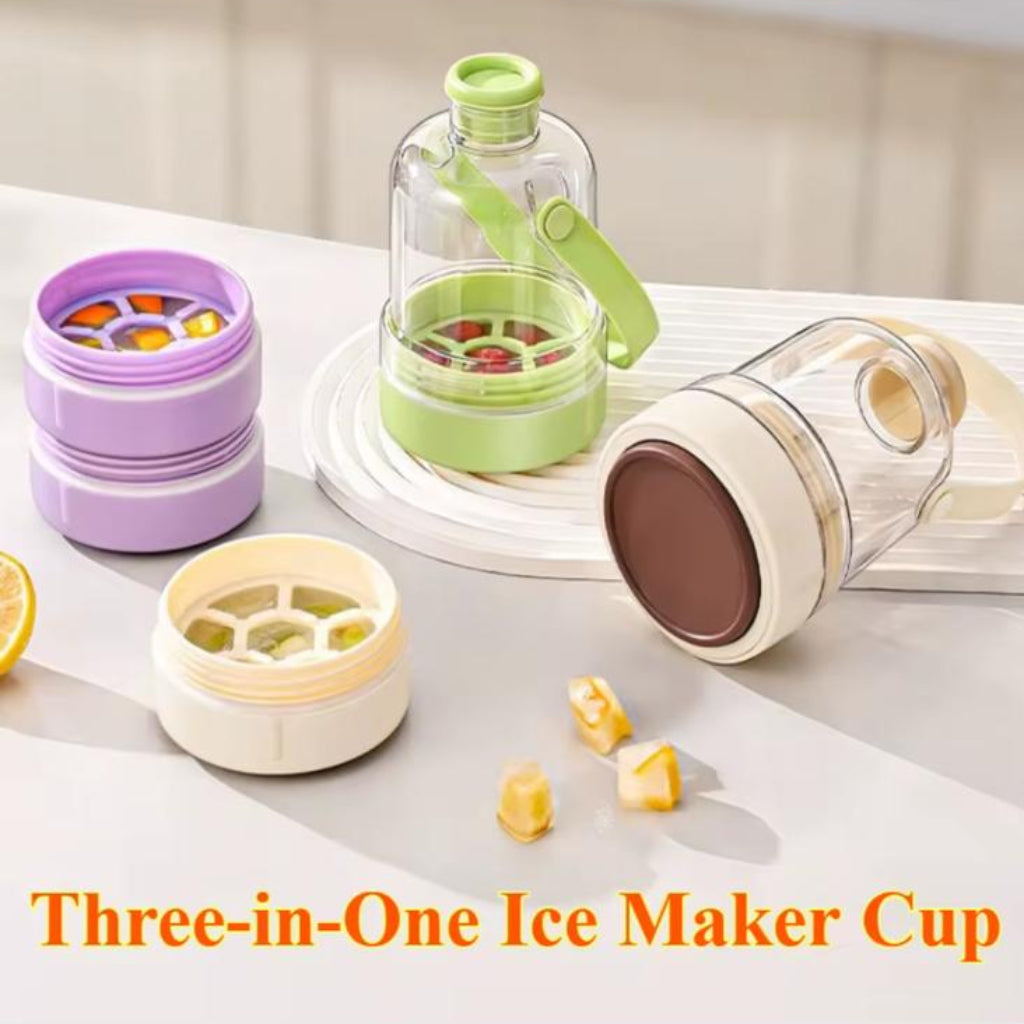 2-in-1 Ice Maker Cup – Portable Ice Tray & Water Bottle with One-Touch Ice Release