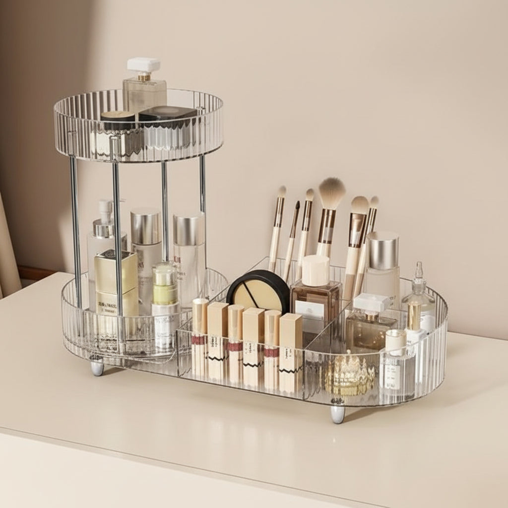 2-Layer Makeup Organizer Rack – Cosmetic Storage Shelf for Vanity, Bathroom & Bedroom