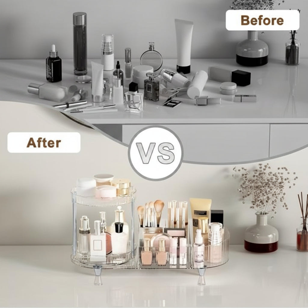 2-Layer Makeup Organizer Rack – Cosmetic Storage Shelf for Vanity, Bathroom & Bedroom
