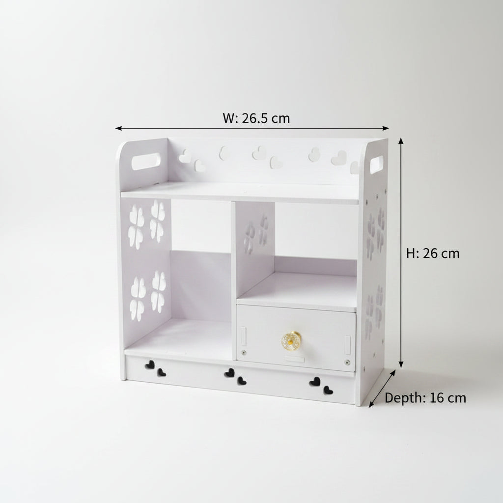 Multi Functional Storage Cabinet Set – 3-in-1 Compact Desktop Organizer with Partition Storage, Large Drawer, Pen & Phone Holder