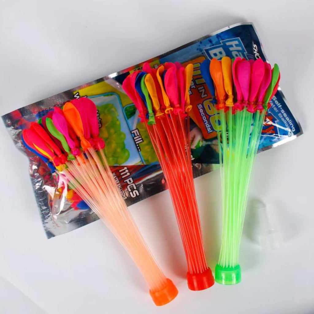 Rapid-Fill Water Balloons Kit – 111 Balloons, Quick-Connect Outdoor Splash Set for Kids & Adults