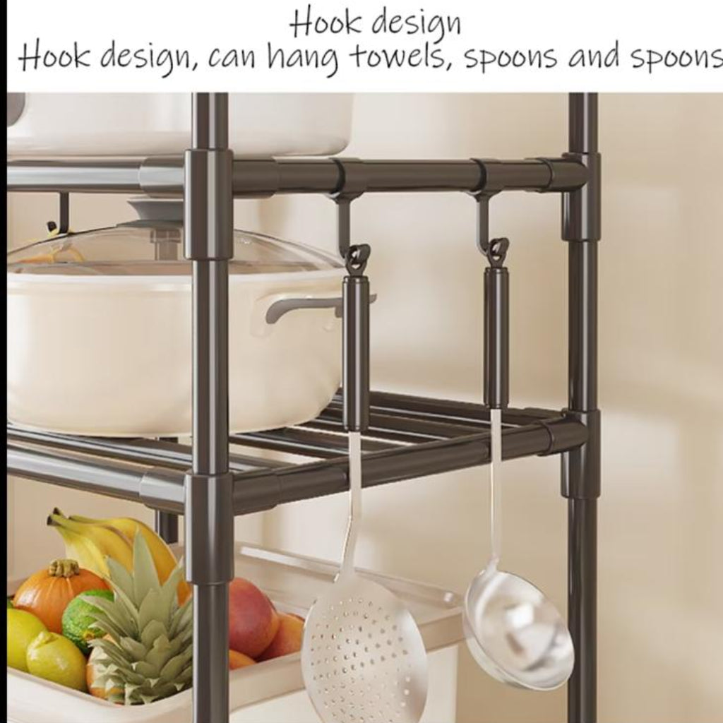 6-Layer Multi-Functional Storage Rack with Wheels – Movable Standing Shelf for Kitchen & Bathroom Organization