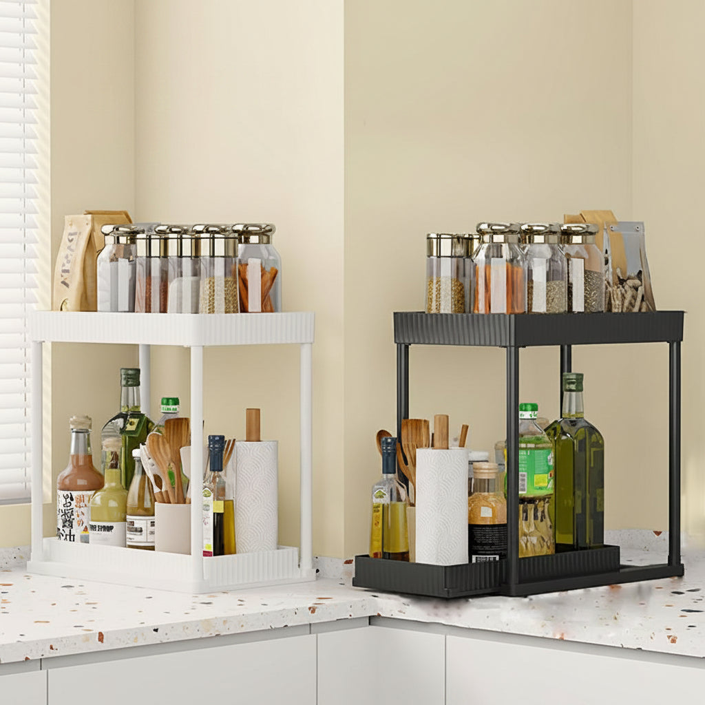 2-Layer Countertop Kitchen Seasoning Shelf – Spice Storage Rack & Kitchen Organizer