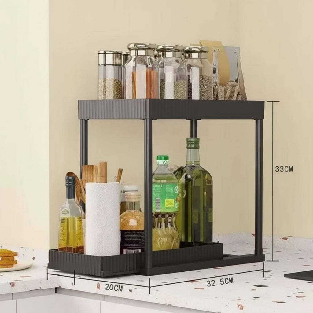 2-Layer Countertop Kitchen Seasoning Shelf – Spice Storage Rack & Kitchen Organizer