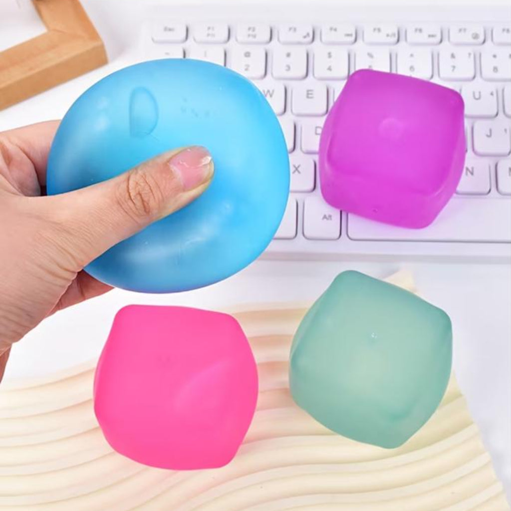 1PC Jelly Ice Cube Stress Relief Toy – Soft Squeeze Fidget Cube