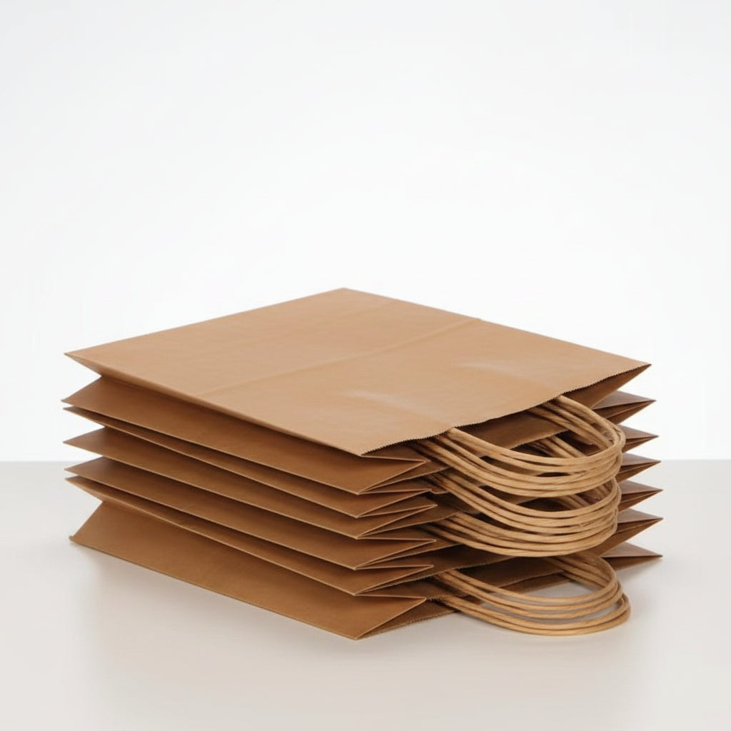 12 PCS Kraft Paper Gift Bags with Handles – Reusable Shopping & Packaging Bags