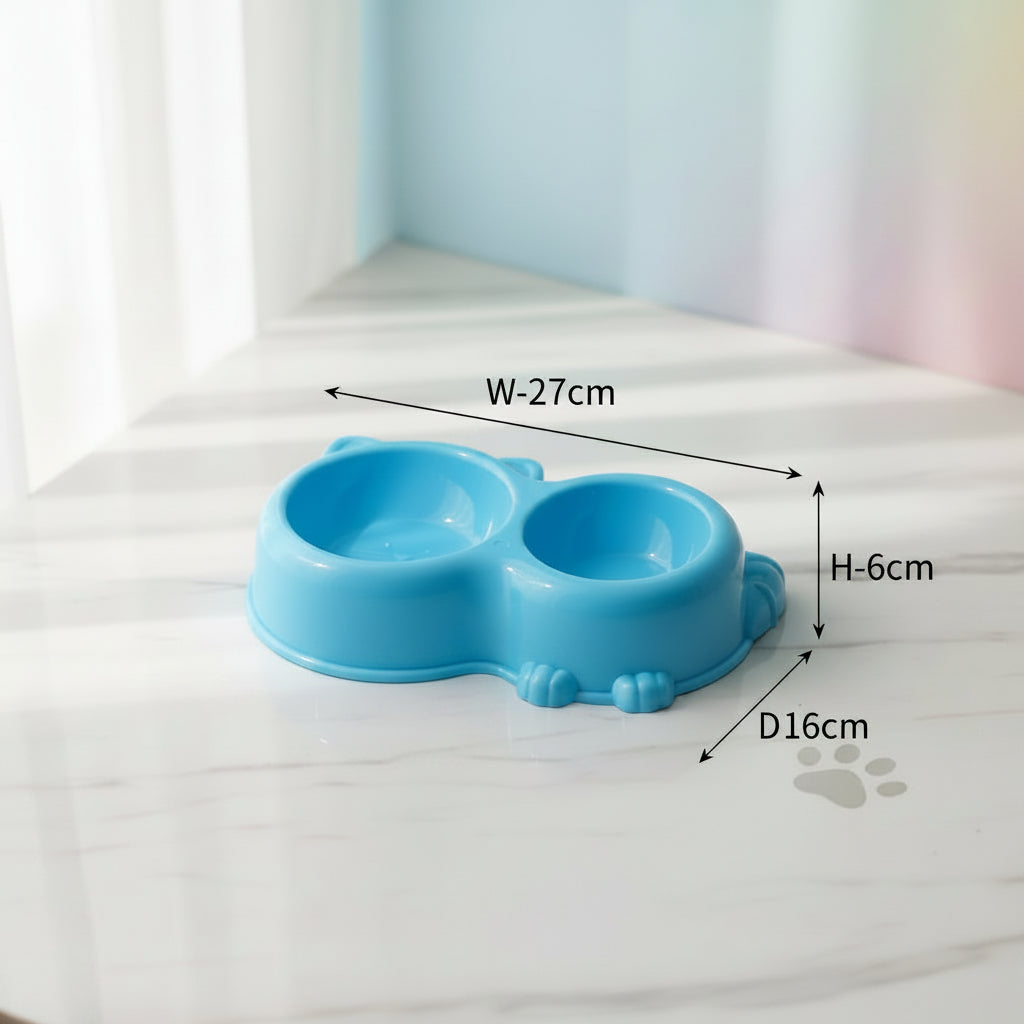 Double Pet Feeding Bowl – Cute Cat-Shaped Food & Water Bowl for Cats and Small Dogs