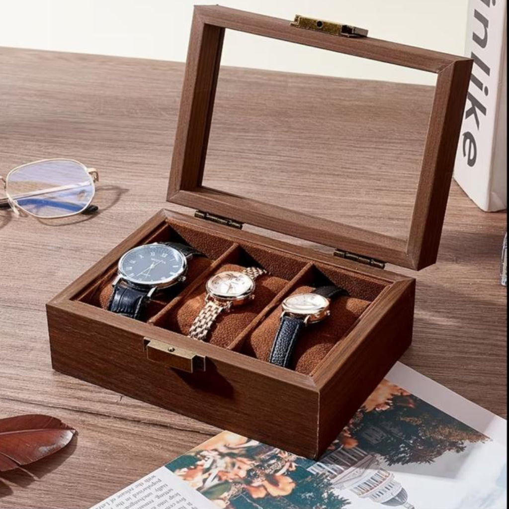 Watch Storage Box with Glass Window – Elegant Watch Display Case for Men