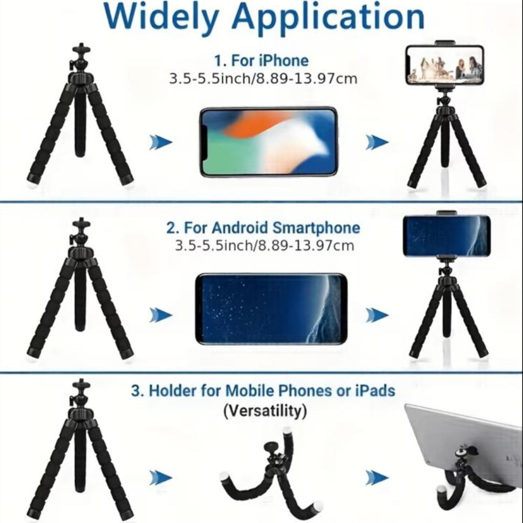 Random Color Octopus Phone Mount – Bluetooth Selfie Stick & Flexible Tripod Stand