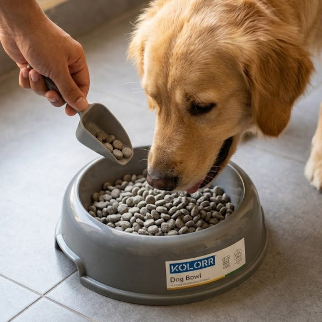 Plastic Dog Bowl – Premium Heavy-Duty Pet Food & Water Dish for Medium to Large Dogs, Grey