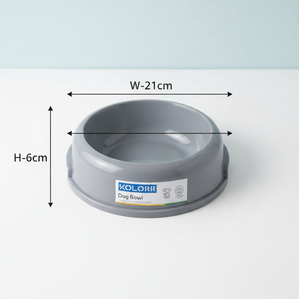 Plastic Dog Bowl – Premium Heavy-Duty Pet Food & Water Dish for Medium to Large Dogs, Grey
