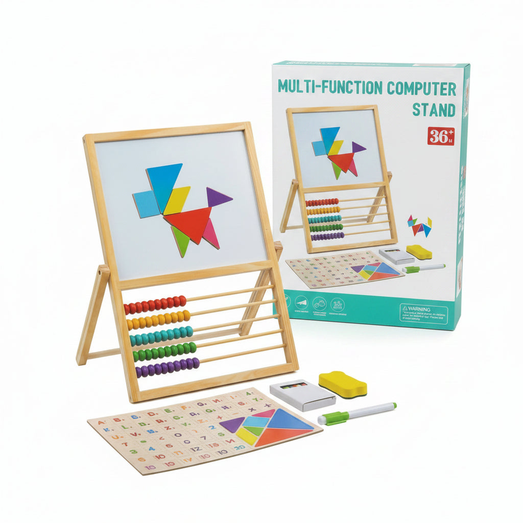 Multi-Function Wooden Easel and Educational Learning Toy for Toddlers