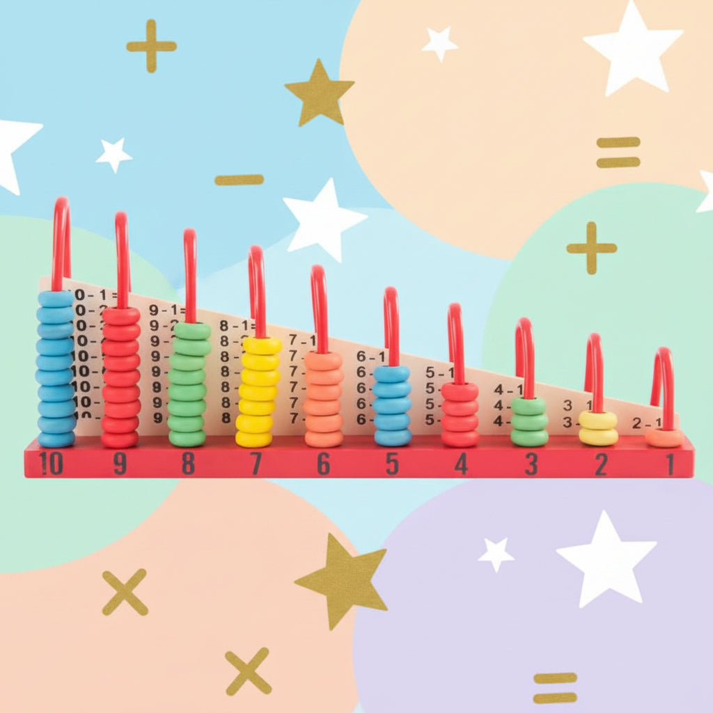 Wooden Calculation Shelf – 4-in-1 Educational Math Toy with Colorful Counting Beads