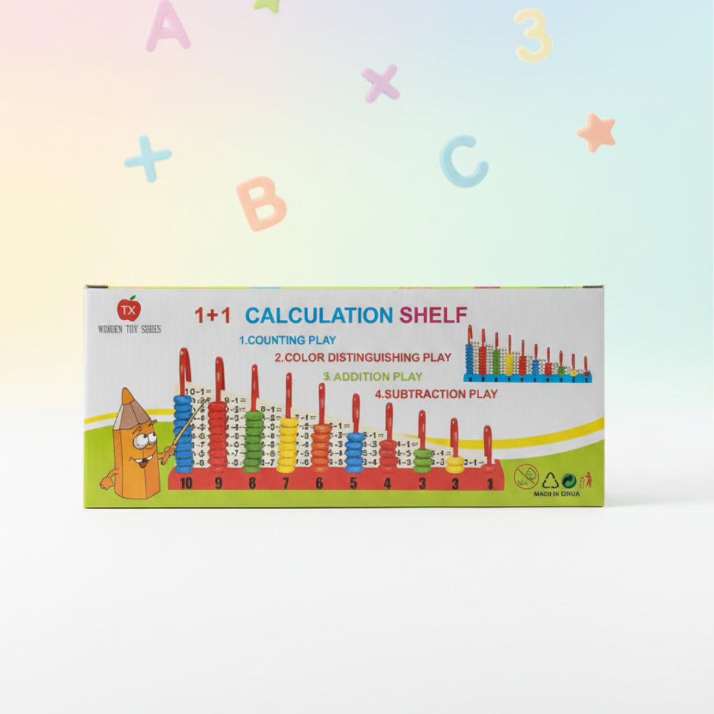 Wooden Calculation Shelf – 4-in-1 Educational Math Toy with Colorful Counting Beads