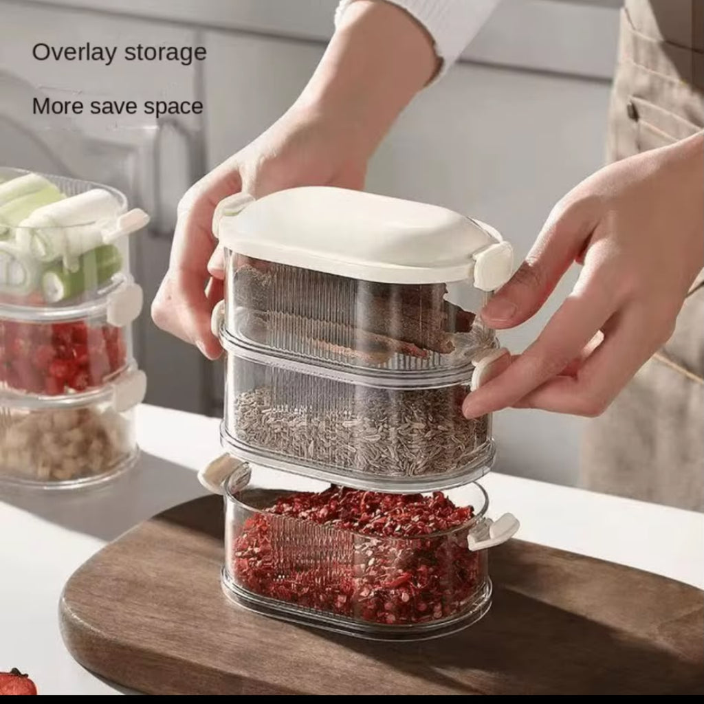 Three-Layer Clear Kitchen Food Storage Container with Side Locking Buckles